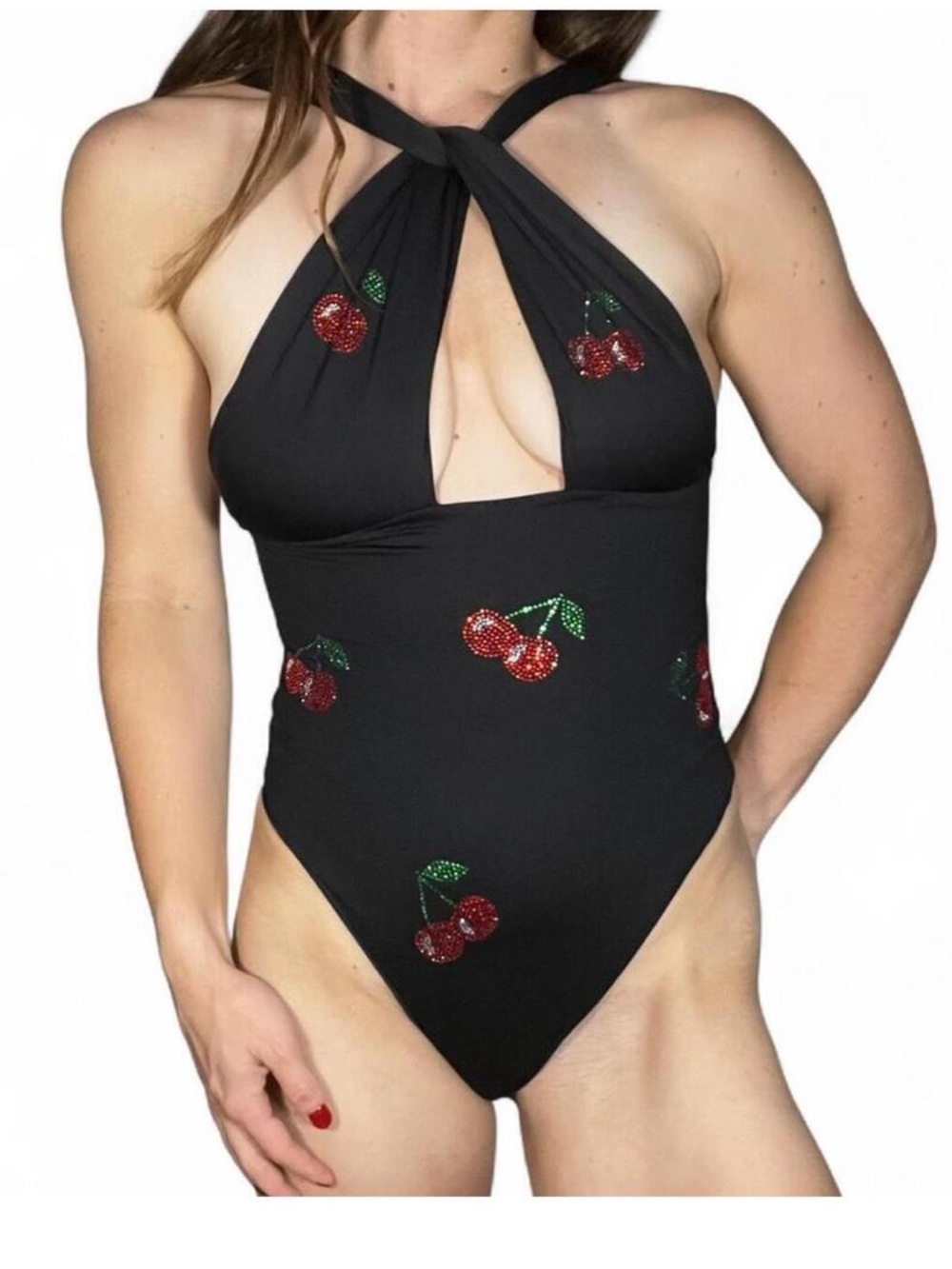 Des Phemmes Cut Out Cherry Bodysuit